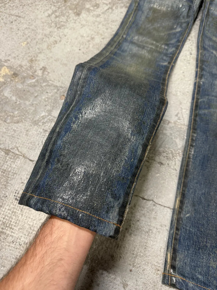 AW2006 Dior Lustered Waxed Blue Denim Jeans ikMIFxK 9