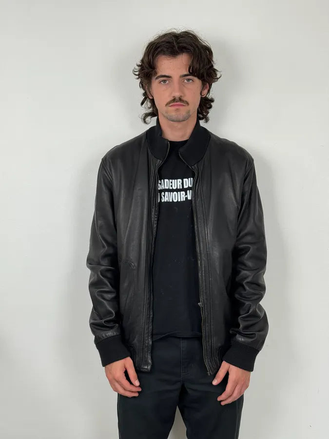 AW2006 Dirk Bikkembergs Black Premium Mafia Leather Jacket PumNZkC 1
