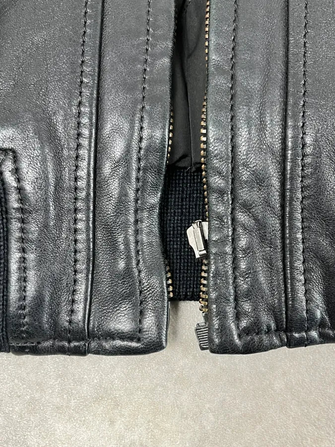 AW2006 Dirk Bikkembergs Black Premium Mafia Leather Jacket PumNZkC 12