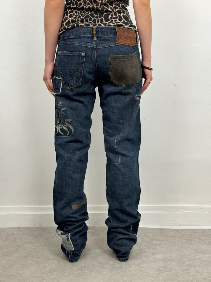 AW2006 Dolce & Gabbana Abstract Blue Rebel Denim Jeans ywhESZe 3