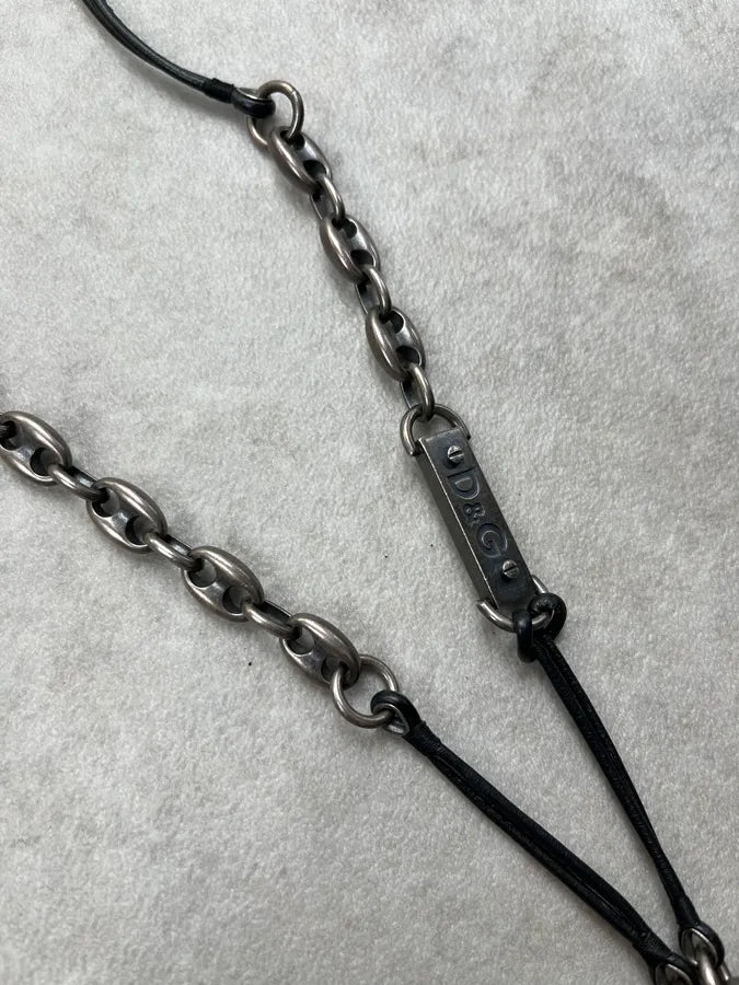 AW2006 Dolce & Gabbana Anchor Black Leather Necklace eujCRgH 4