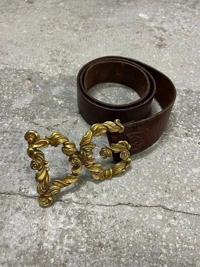 AW2006 Dolce & Gabbana Baroque Golden Buckle Leather Belt EZnBCLE 0