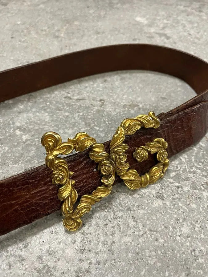 AW2006 Dolce & Gabbana Baroque Golden Buckle Leather Belt EZnBCLE 1