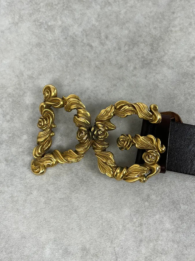 AW2006 Dolce & Gabbana Baroque Golden Buckle Leather Belt qsuBzRs 3