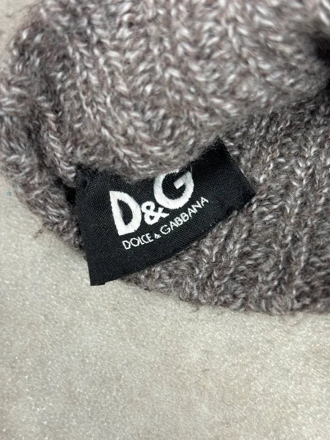 AW2006 Dolce & Gabbana Black Leather & Grey Wool Gloves bgumISJ 8