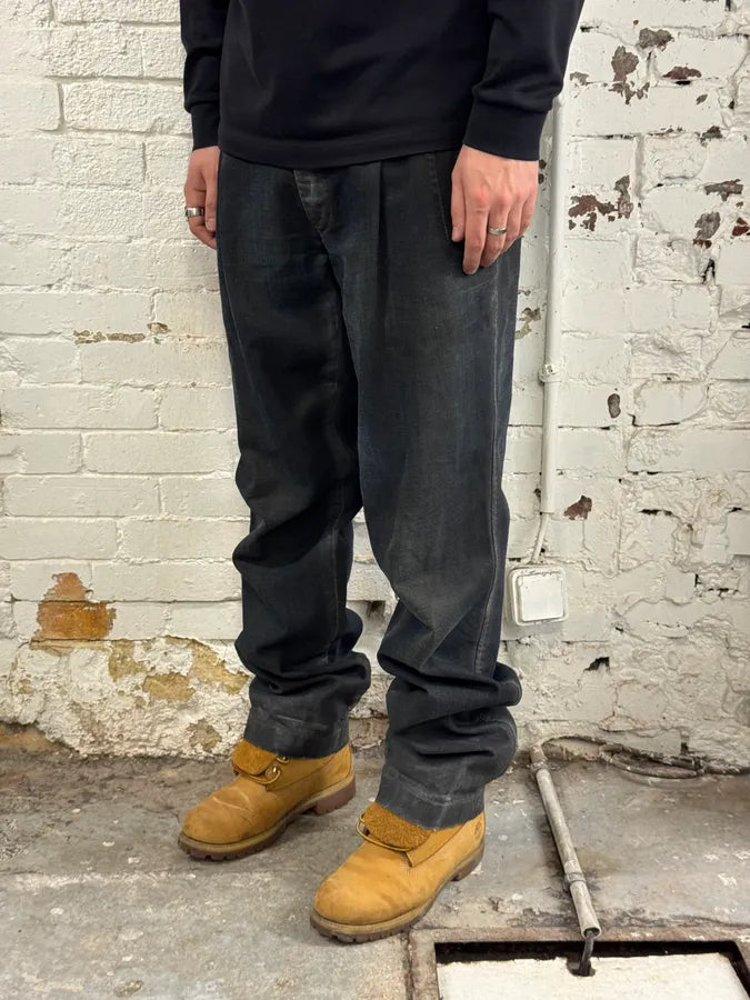 AW2006 Dolce & Gabbana Black Overprint Blue Denim Jeans MzZeFcr 1