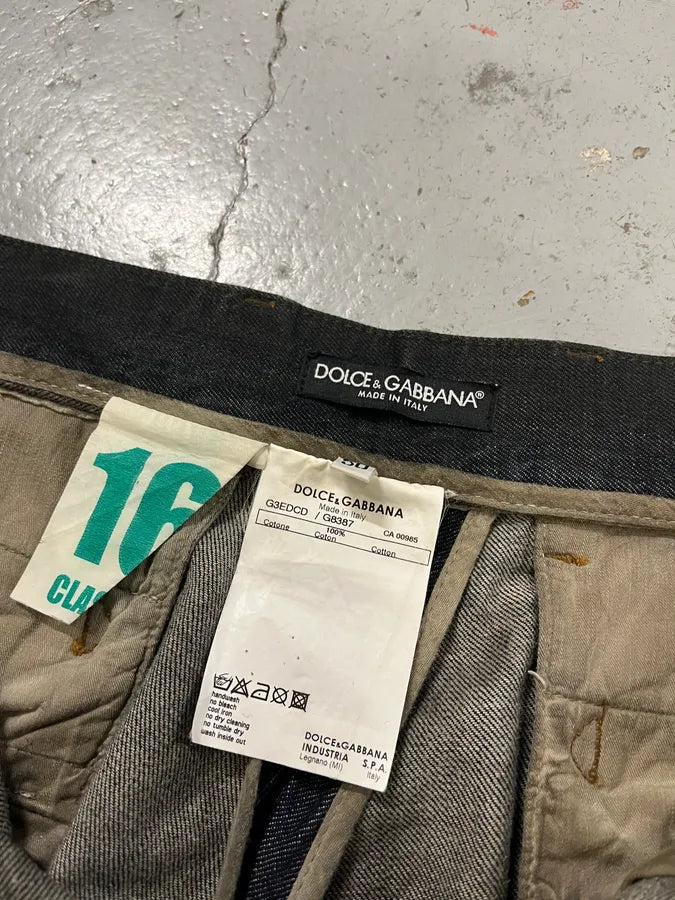 AW2006 Dolce & Gabbana Black Overprint Blue Denim Jeans MzZeFcr 11