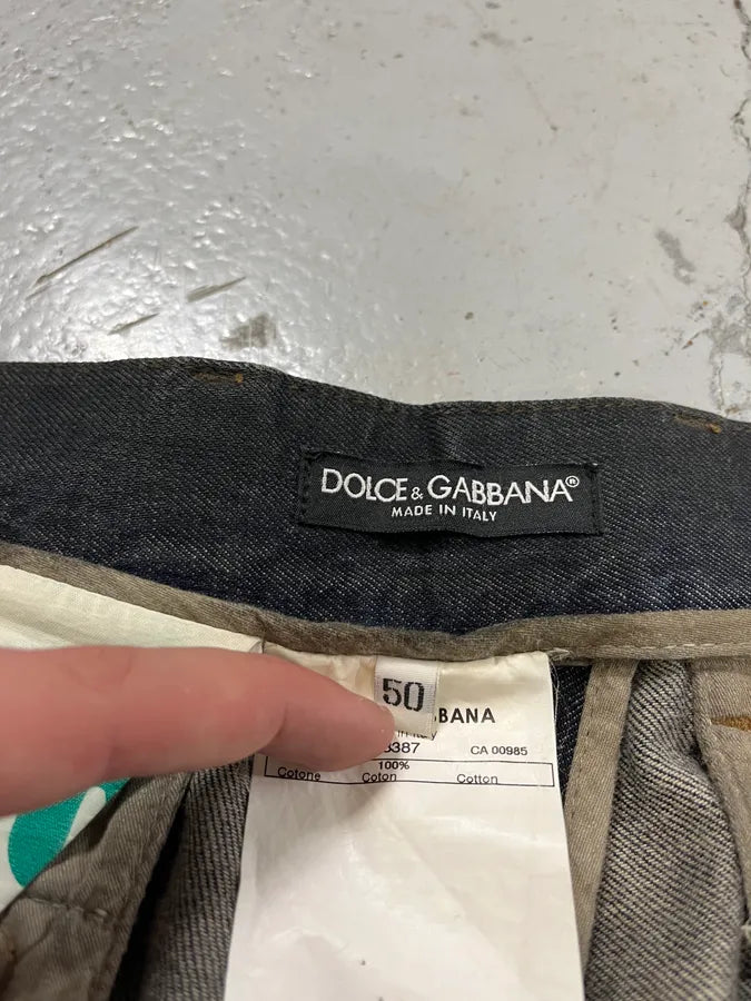 AW2006 Dolce & Gabbana Black Overprint Blue Denim Jeans MzZeFcr 12