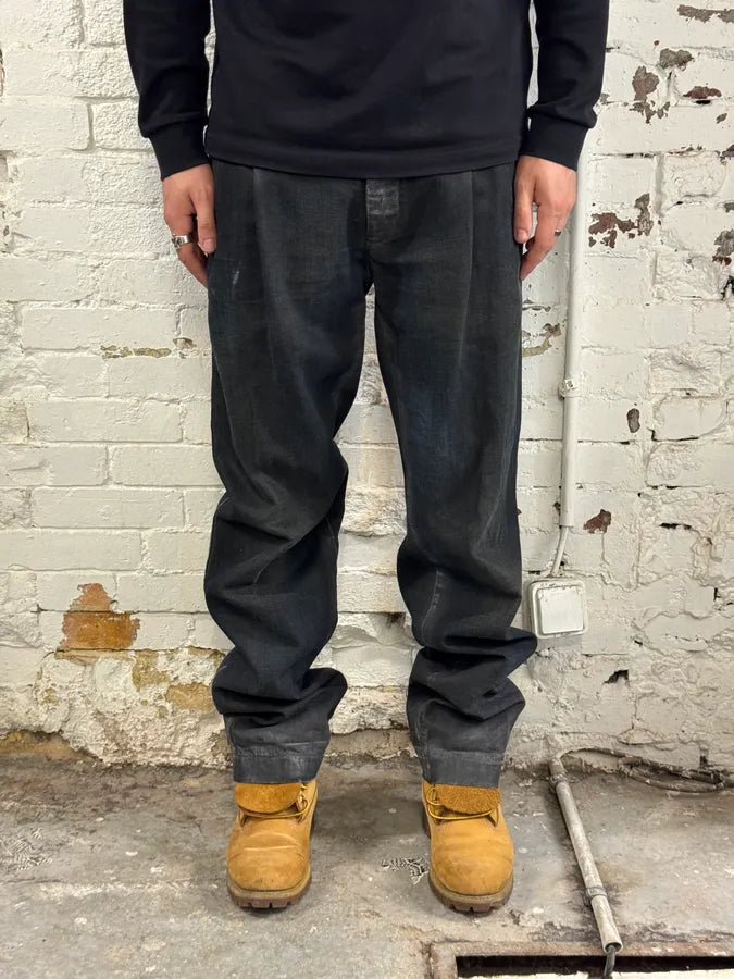 AW2006 Dolce & Gabbana Black Overprint Blue Denim Jeans MzZeFcr 2