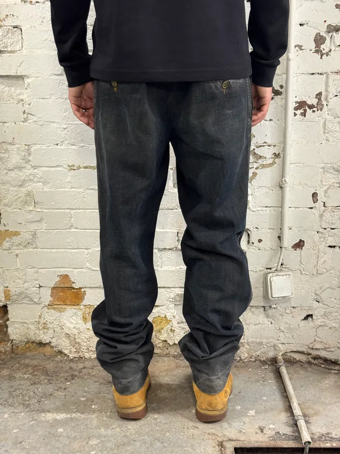 AW2006 Dolce & Gabbana Black Overprint Blue Denim Jeans MzZeFcr 3