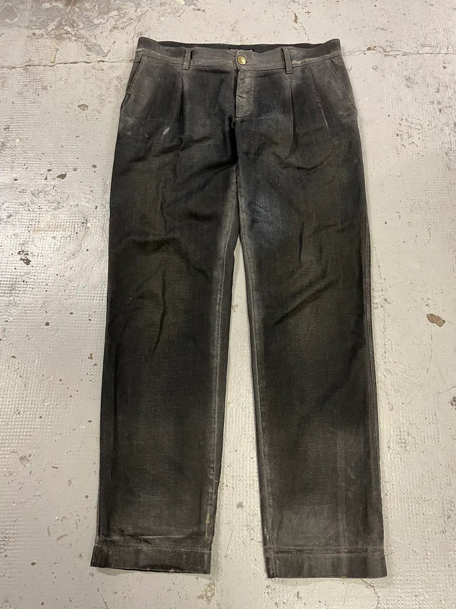 AW2006 Dolce & Gabbana Black Overprint Blue Denim Jeans MzZeFcr 4