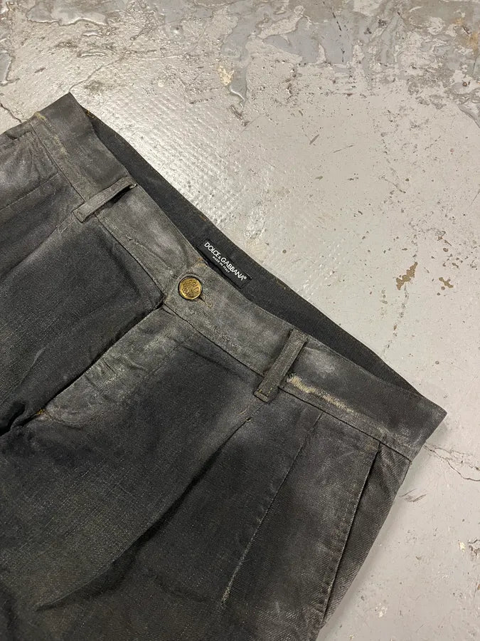 AW2006 Dolce & Gabbana Black Overprint Blue Denim Jeans MzZeFcr 5