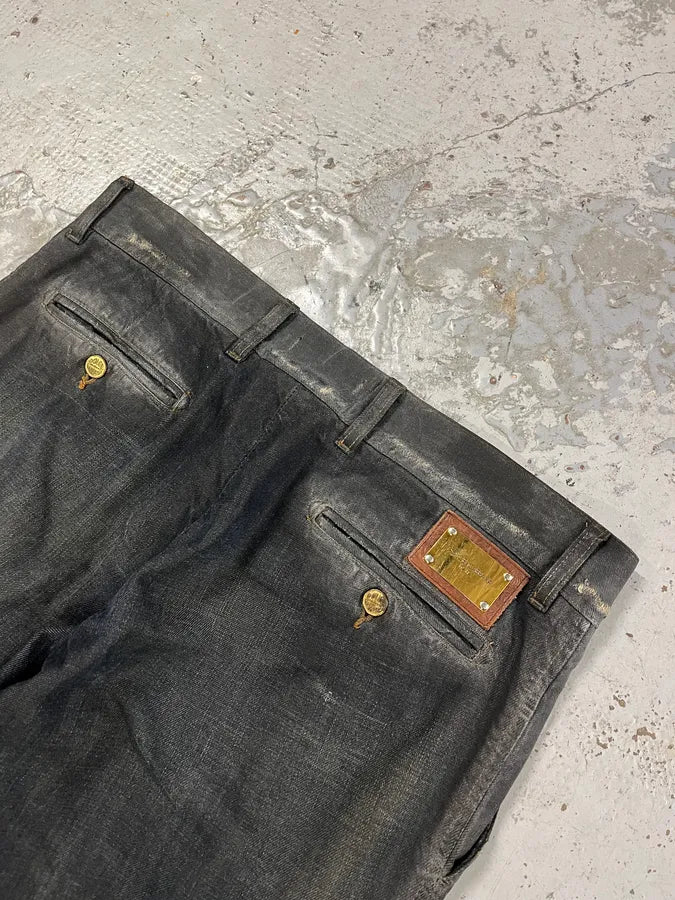 AW2006 Dolce & Gabbana Black Overprint Blue Denim Jeans MzZeFcr 8