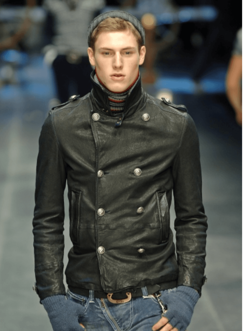 AW2006 Dolce & Gabbana Black Premium Officer Naval Buttoned Leather Jacket iqrKFzo 1