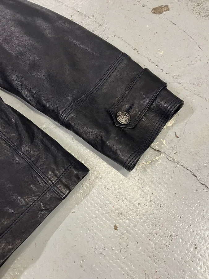 AW2006 Dolce & Gabbana Black Premium Officer Naval Buttoned Leather Jacket iqrKFzo 6