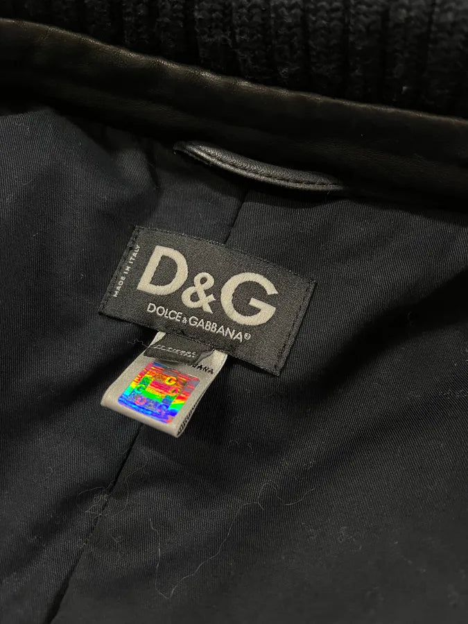 AW2006 Dolce & Gabbana Black Premium Officer Naval Buttoned Leather Jacket iqrKFzo 9