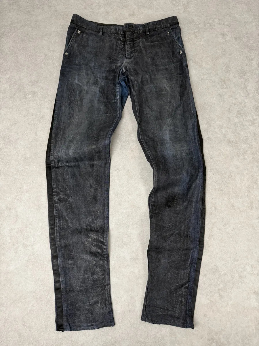 AW2006 Dolce & Gabbana Black Reworked Waxed Wenim Jeans FTOtYRJ 0