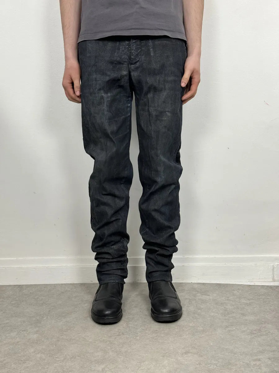 AW2006 Dolce & Gabbana Black Reworked Waxed Wenim Jeans FTOtYRJ 1