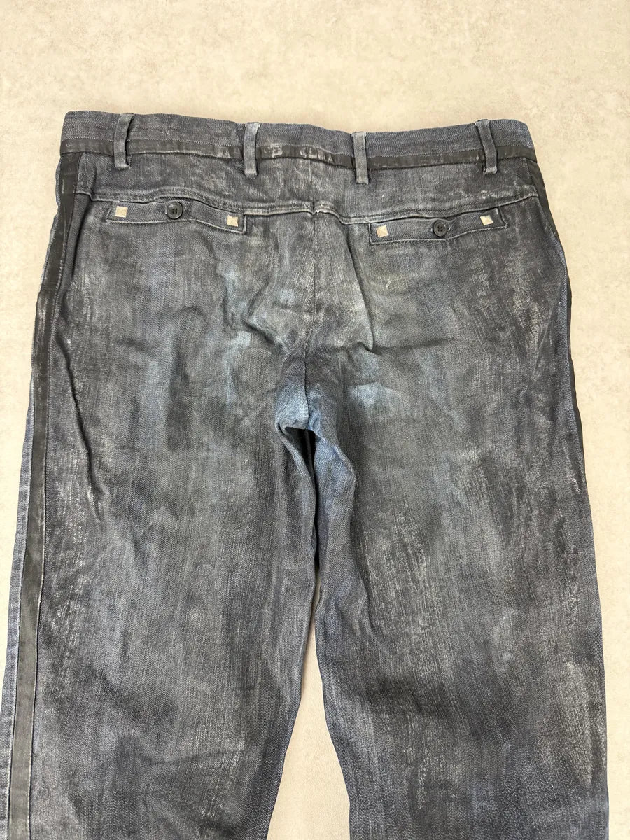 AW2006 Dolce & Gabbana Black Reworked Waxed Wenim Jeans FTOtYRJ 10