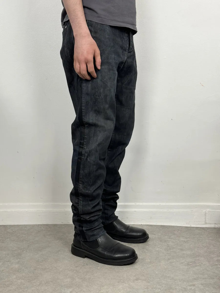 AW2006 Dolce & Gabbana Black Reworked Waxed Wenim Jeans FTOtYRJ 2