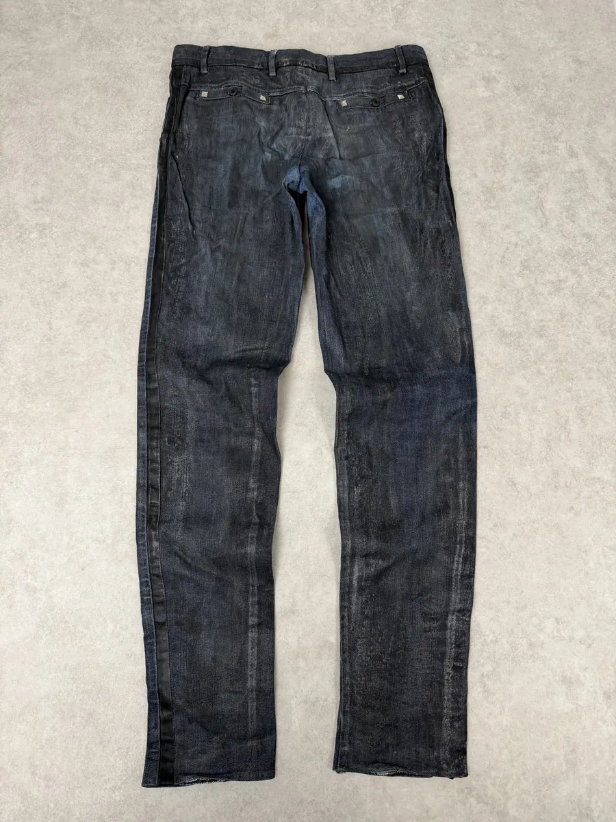 AW2006 Dolce & Gabbana Black Reworked Waxed Wenim Jeans FTOtYRJ 4