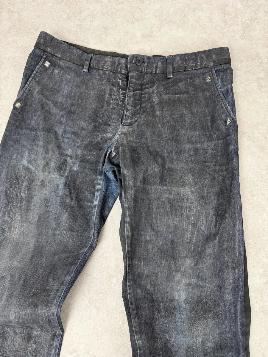AW2006 Dolce & Gabbana Black Reworked Waxed Wenim Jeans FTOtYRJ 6