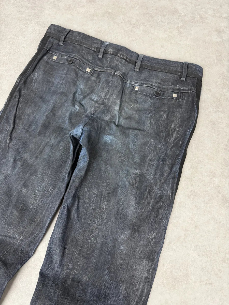 AW2006 Dolce & Gabbana Black Reworked Waxed Wenim Jeans FTOtYRJ 7