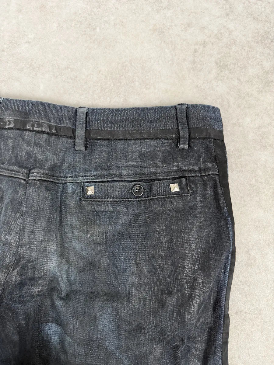 AW2006 Dolce & Gabbana Black Reworked Waxed Wenim Jeans FTOtYRJ 8
