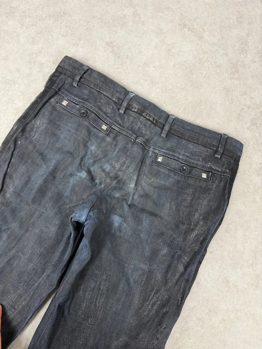 AW2006 Dolce & Gabbana Black Reworked Waxed Wenim Jeans FTOtYRJ 9
