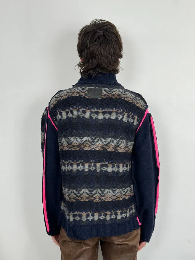 AW2006 Dolce & Gabbana Blue & Pink Buttoned Wool Sweater OHOGazZ 2