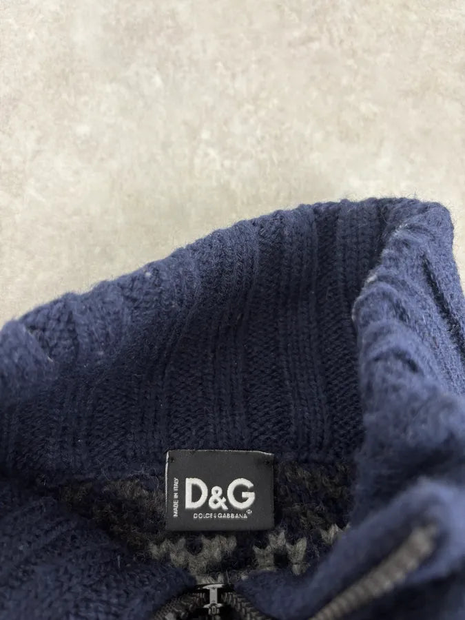 AW2006 Dolce & Gabbana Blue & Pink Buttoned Wool Sweater OHOGazZ 4