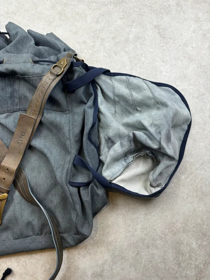AW2006 Dolce & Gabbana Blue Canvas Leather Strap Backpack jqhGYjA 10
