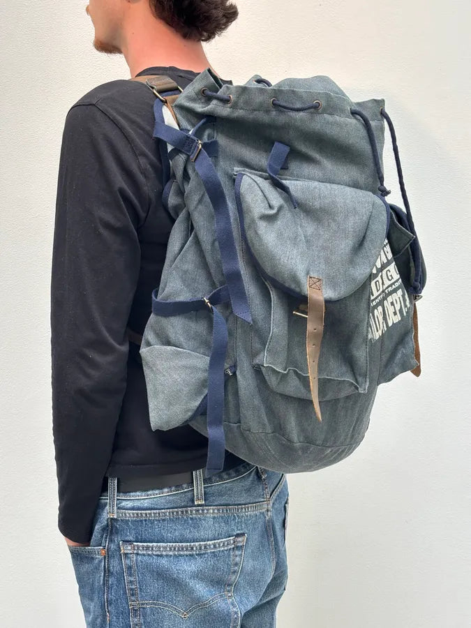 AW2006 Dolce & Gabbana Blue Canvas Leather Strap Backpack jqhGYjA 3