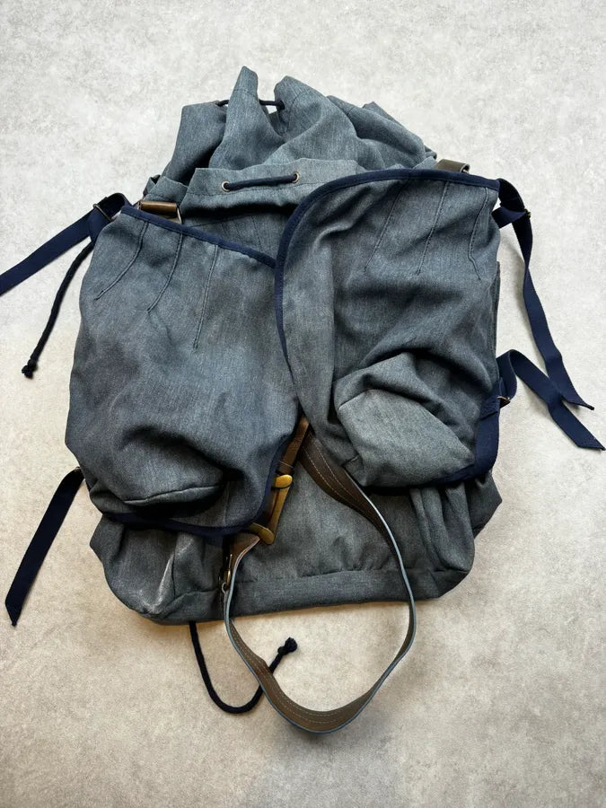 AW2006 Dolce & Gabbana Blue Canvas Leather Strap Backpack jqhGYjA 5