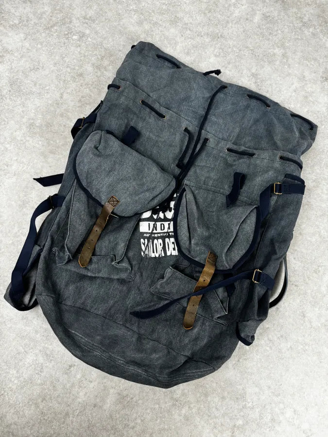 AW2006 Dolce & Gabbana Blue Canvas Leather Strap Backpack jqhGYjA 6