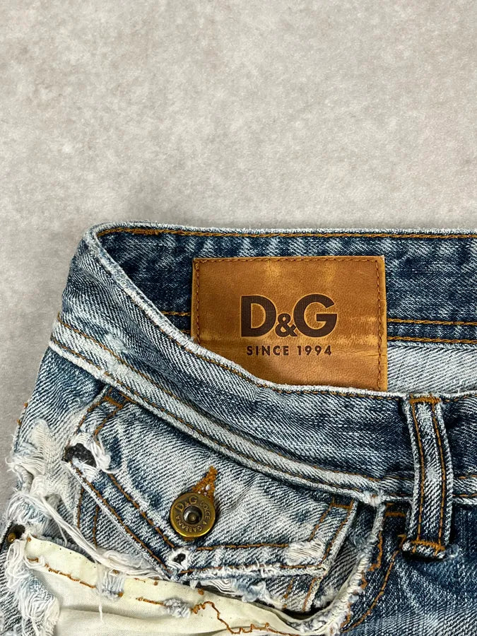 AW2006 Dolce & Gabbana Blue Destroyed Faded Denim Jeans OWGnzDb 9