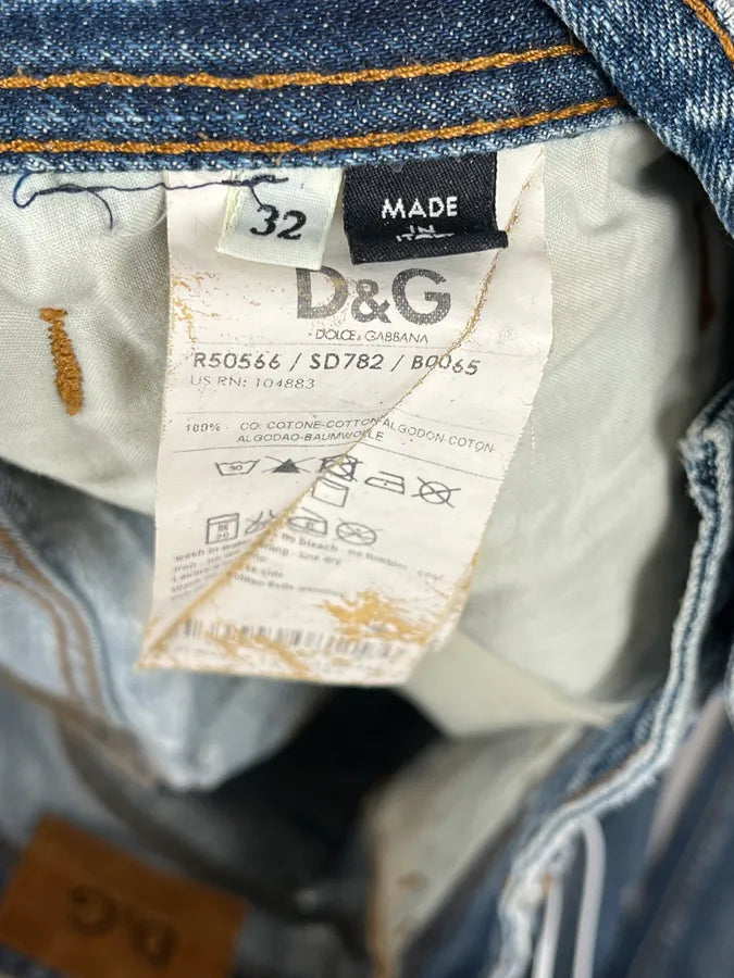 AW2006 Dolce & Gabbana Blue Destroyed Faded Denim Jeans OWGnzDb 11