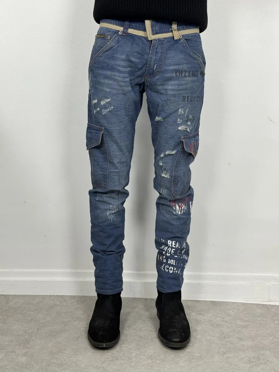 AW2006 Dolce & Gabbana Blue Naval Cargo Slim Denim Jeans jwOQwYq 0