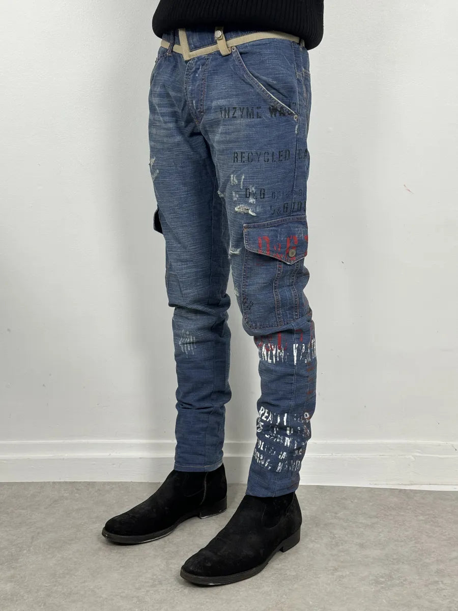 AW2006 Dolce & Gabbana Blue Naval Cargo Slim Denim Jeans jwOQwYq 1
