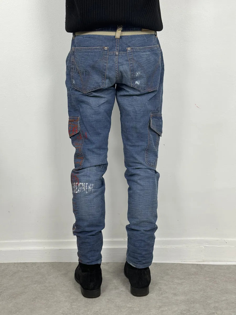 AW2006 Dolce & Gabbana Blue Naval Cargo Slim Denim Jeans jwOQwYq 2
