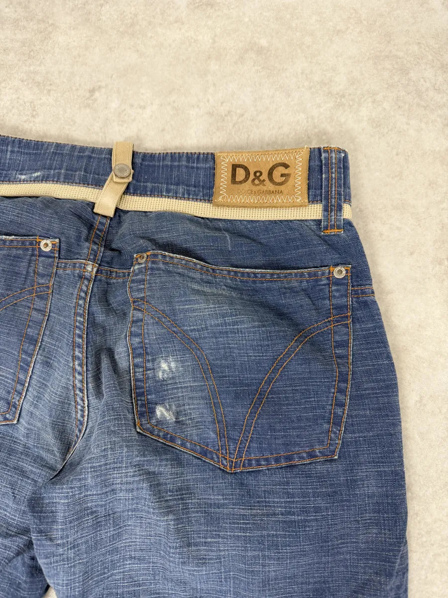 AW2006 Dolce & Gabbana Blue Naval Cargo Slim Denim Jeans jwOQwYq 6