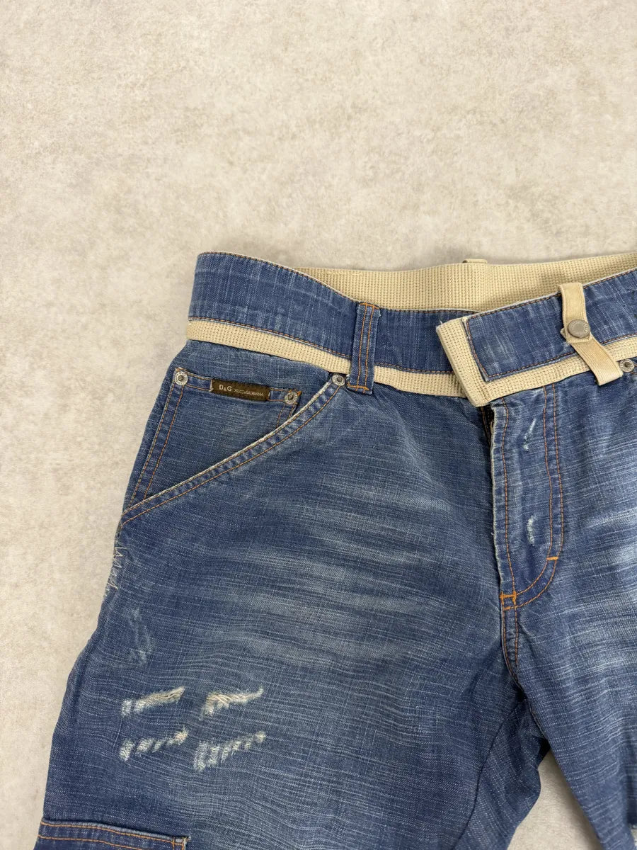 AW2006 Dolce & Gabbana Blue Naval Cargo Slim Denim Jeans jwOQwYq 9