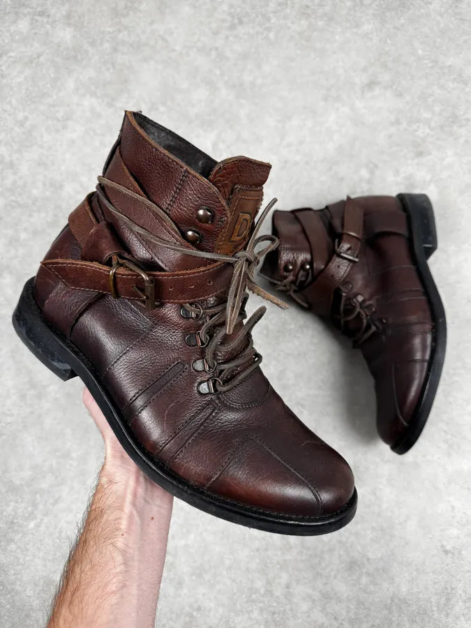 AW2006 Dolce & Gabbana Brown Combat Leather Boots QbiLrUS 0