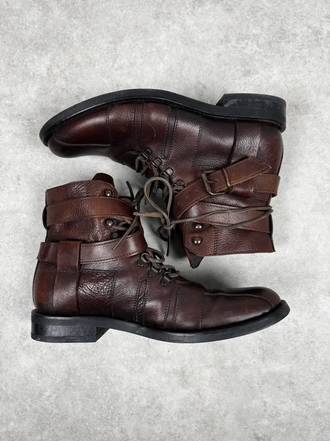 AW2006 Dolce & Gabbana Brown Combat Leather Boots QbiLrUS 2