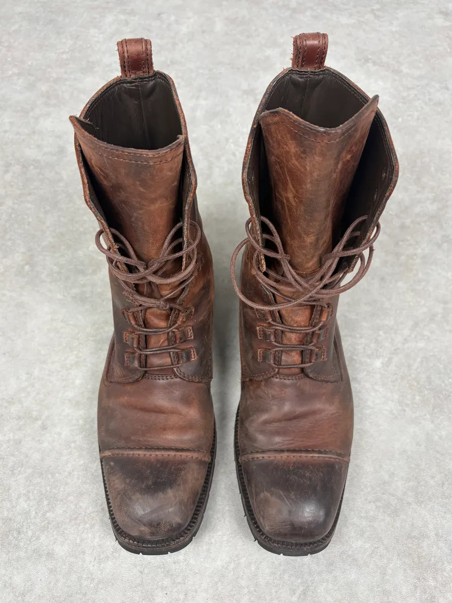 AW2006 Dolce & Gabbana Brown Eroded Ankle Leather Boots gjcMmyC 1