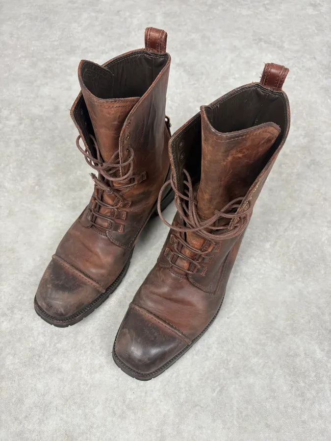 AW2006 Dolce & Gabbana Brown Eroded Ankle Leather Boots gjcMmyC 3