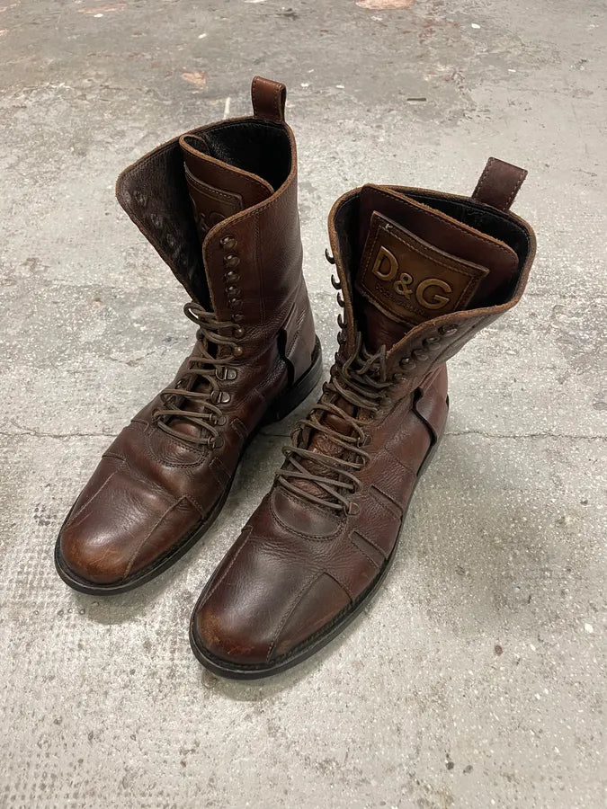 AW2006 Dolce & Gabbana Brown High leather Boots (45eu/us11) 2