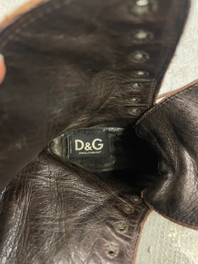 AW2006 Dolce & Gabbana Brown High leather Boots (45eu/us11) 9
