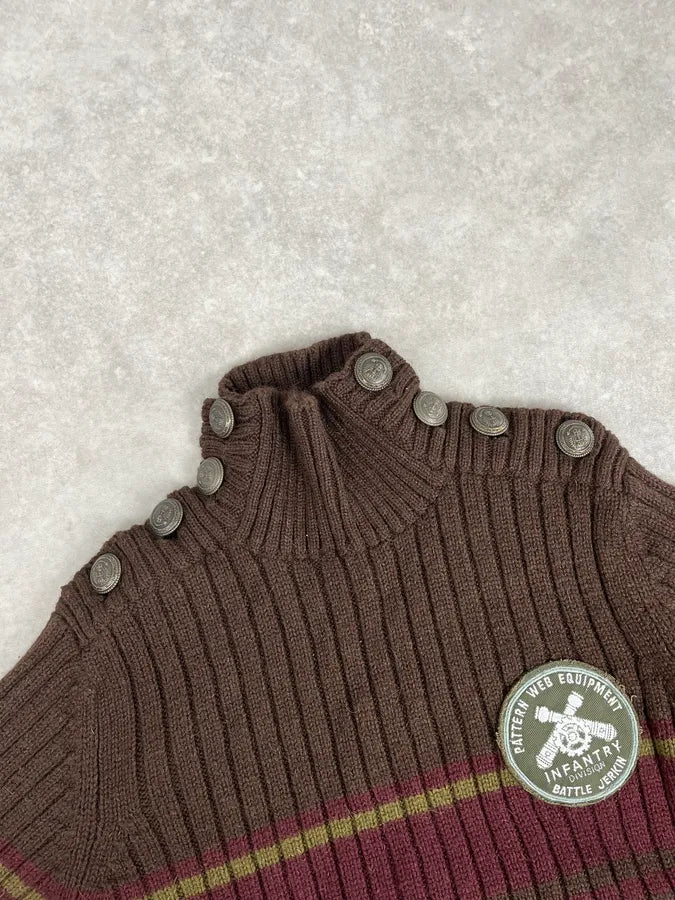 AW2006 Dolce & Gabbana Brown Wool Buttoned Military Naval Wool Sweater ilimHID 4