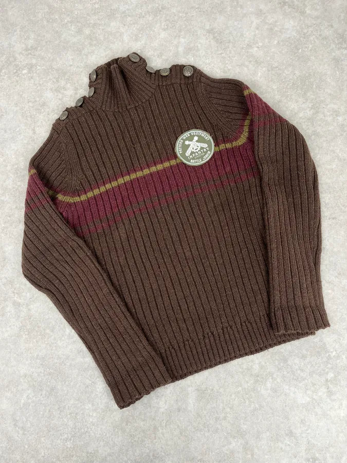 AW2006 Dolce & Gabbana Brown Wool Buttoned Military Naval Wool Sweater ilimHID 3